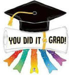  Ballagási óriás lufi 44" 112cm, You did it grad, Ballagási kalap (LUFI236180)