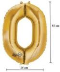 Partydeco Számos lufi 14" (35cm) fólia szám, számjegy 0 csak levegővel tölthető, Arany (LUFI177761)