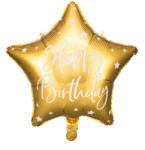 Partydeco Csillag lufi 16" 40cm Gold, Arany csillag, Happy Birthday (LUFI898396)