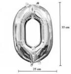 Partydeco Számos lufi 14" (35cm) fólia szám, számjegy 0 csak levegővel tölthető, Ezüst (LUFI803112)