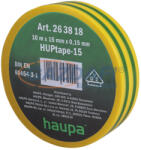 HAUPA 263818 Szigetelő szalag, zöld/sárga, 15 mm x 10 m (263818)