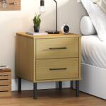 vidaXL Noptieră cu picioare metalice „OSLO, maro, lemn masiv pin (350973)