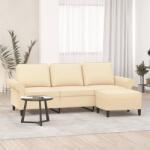 vidaXL Canapea cu 3 locuri cu taburet, crem, 180 cm, material textil (3153653) Canapea
