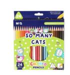 M&G Creioane colorate triunghiulare, So many cats, 24 culori/set M&G AWP343A2