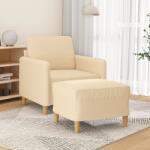 vidaXL Fotoliu canapea cu taburet, crem, 60 cm, material textil (3153589) Canapea