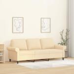 vidaXL Canapea cu 3 locuri, crem, 180 cm, material textil (349203) Canapea
