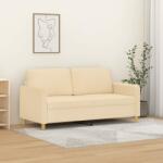 vidaXL Canapea cu 2 locuri, crem, 140 cm, material textil (349091) Canapea