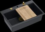 Quadron Chiuveta Granit Workstations MARK Quadron cu dozator+tocator+capac scurgere si elemente aurii gold (5904310995061)