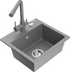 Mexen Milo, gránit mosogató 435x410x171 mm, 1 kamrás és szürke csaptelep Duero, szürke, 6505-71-671600-71 (6505-71-671600-71)