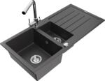 Mexen Andres, gránit mosogató 1000x500x200 mm, 1, 5 kamrás + Duero króm csaptelep, fekete foltos, 6515-76-671600-00 (6515-76-671600-00)