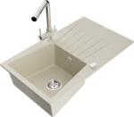 Mexen Cesar, gránit mosogató 775x470x190 mm, 1 kamrás és Duero króm csaptelep, bézs, 6514-69-671600-00 (6514-69-671600-00)