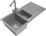 Mexen Andres, gránit mosogató 1000x500x200 mm, 1, 5 kamrás + szürke csaptelep Duero, szürke, 6515-71-671600-71 (6515-71-671600-71)