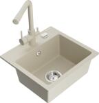 Mexen Milo, gránit mosogató 435x410x171 mm, 1 kamrás és Duero bézs csaptelep, bézs, 6505-69-671600-69 (6505-69-671600-69)