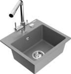 Mexen Milo, gránit mosogató 435x410x171 mm, 1 kamrás és Duero króm csaptelep, szürke, 6505-71-671600-00 (6505-71-671600-00)