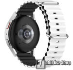  Okosóra szíj - szilikon, csőszerkezetes struktúra, rugalmas, csatos - FEHÉR / FEKETE - 131+91mm hosszú, 22mm széles - Realme Watch 3 / Xiaomi Watch S1 Pro / Huami Amazfit Zepp Z / Haylou RT2 LS10 / HU