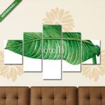  Többrészes Vászonkép, Premium Kollekció: Watercolor painting green leaves, palm leaf isolated on white bac(135x70 cm, S01)