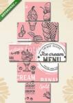  Többrészes Vászonkép, Premium Kollekció: Ice cream restaurant menu. Vector dessert food flyer for bar and(135x70 cm, S01)