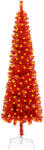 vidaXL Set pom de Crăciun subțire cu LED-uri, roșu, 180 cm (3078000)