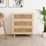 vidaXL Servantă, alb, 60x30x70 cm, lemn masiv pin și ratan natural (345633) Comoda