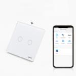 Tosyco Întrerupător dublu WIFI cu touch (tactil) din sticlă [CLONE] (TOS-C2G1WWIFI-ECO-W)