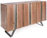 Bizzotto Comoda lemn natur cu insertie metal gri si picioare fier gri Aron 145 cm x 40 cm x 85 h (0745488) Comoda