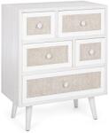 Bizzotto Comoda cu 5 sertare din mdf gri patinat si textil natur Montiel 60 cm x 33 cm x 72.5 h (0744880) Comoda