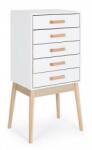 Bizzotto Comoda 5 sertare lemn alb natur Ordinary 43x30x88 cm (0740048) Comoda