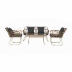 Mobikon Set mobilier de gradina 4 piese rattan artificial maro perne gri Tajro 140x75x77 cm (0000278679)