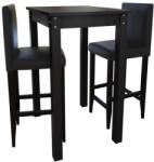 vidaXL Masă de bar cu 2 scaune de bar, negru (160726)