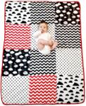 Kidizi Patura joaca bebelusi 150x115 cm Kidizi Tummy Time Mat Black-Red-White (5949221109497)