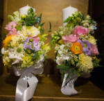 ImodFlowers Lumanari de nunta scurte cu flori colorate