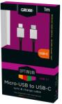 GRIXX OPTIMUM USB C - MICRO USB - Date de mare viteză și cablu de încărcare Nylon 1 m (GROCACMUSBFBK01)