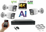 Monitorrs Security - 4K AI IP kamerarendszer 3 kamerával 8 Mpix WT - 6378K3