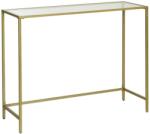 VASAGLE Üveg konzolasztal 100x80x35 cm, asztal állítható lábakkal, arany