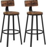 VASAGLE Magas bárszék háttámlával 2 db-os szett, 73 cm magas ülés, barna/fekete (LBC026B01V1) - vasbutor