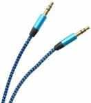 mobilNET Cablu AUX textil 2 x 3, 5 mm jack albastru - Neagră