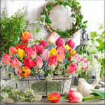 Ambiente Tavaszi tulipános szalvéta - Spring Bouquet - tulipános kosár (VR-13316275)