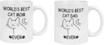  Set 2 cani albe, din ceramica, cu mesaj, pentru cupluri iubitori de pisici, Cat Mom & Cat Dad, model 4, 330 ml (NBNCJ75)