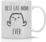 Cana alba din ceramica cu mesaj, pentru iubitorii de pisici, Best Cat Mom, model 8, 330 ml (NBNCJ68)