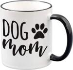  Cana alba din ceramica, cu toarta neagra, cu mesaj pentru iubitorii de caini, Dog Mom, model 2, 330 ml (NBNCJ55)