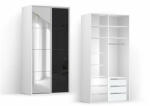 BRW Гардероб FLEX 120.7 / 66 / 240 см черен гланц / огледало (18/120-66-240/white/black-lustro/flex/brw)