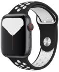 SmartWatcherz Szilikon Sport Apple Watch Szíj Fekete-Fehér, S/M, 42, 44, 45, 49mm (10399-10430)
