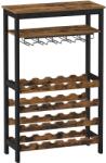 SONGMICS Bortartó állvány, 24 borosüvegnek, álló üvegtartóval, rusztikus barna 66x30x100cm (KWR028B01) - vasbutor