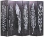 vidaXL Сгъваем параван за стая, 228x170 см, пера, черно и бяло (245892)