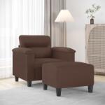 vidaXL Fotoliu canapea cu taburet, maro, 60 cm, piele ecologică (3153679) Canapea