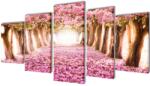 vidaXL Set tablouri imprimate pe pânză Cireși înfloriți, 100x50 cm (241574)