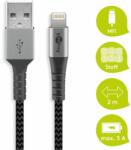 Goobay USB - Lightning flexibilis textil adat- és töltő kábel, 2 m, asztroszürke-ezüst
