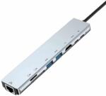 Basekit Adaptor Multiport Hub 8 in 1 USB Type-C la HDM 4K @30Hz, Ethernet 100 Mbps, USB, USB-C, Card Reader, Basekit USH88, Silver (TD-USH88)