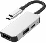 Basekit Adaptor Multiport Hub 3 in 1 USB Type-C la HDMI 4K @30Hz, USB, USB-C PD 45W, Basekit USH105, Silver (TD-USH105)