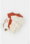 BabyCosy Set 2 body-uri bebe unisex -100% bumbac organic - Scortisoara/Ecru, BabyCosy (Marime: 3-6 Luni) (BC-CSYW1004-3)